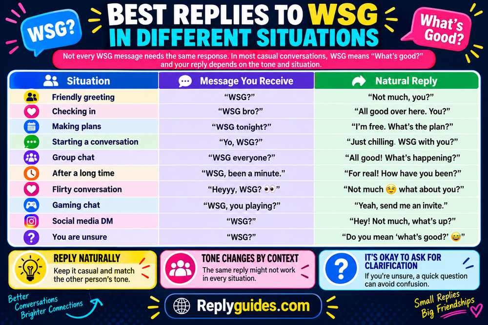 Best Replies to WSG in Different Situations